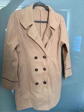 Classic Women's Double-Breasted Camel Coat